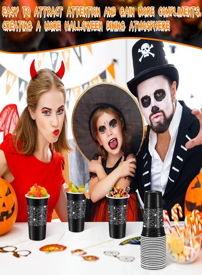 Jingmore 50 Pcs Halloween Plastic Cups, 16 oz Black Disposable Cups for Hot Cold Drinks, Party Decoration Supplies and Favors - Image 4